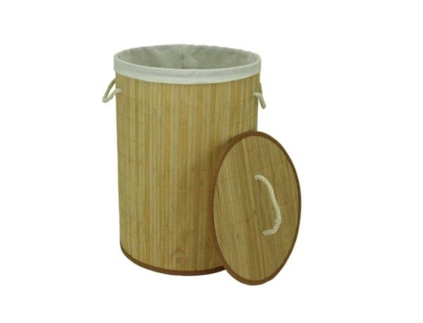 Cesto Bambu Forrado Roupas Sujas Banheiro Lavanderia Alças - 3