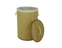 Ver imagem 3 de Cesto Bambu Forrado Roupas Sujas Banheiro Lavanderia Alças