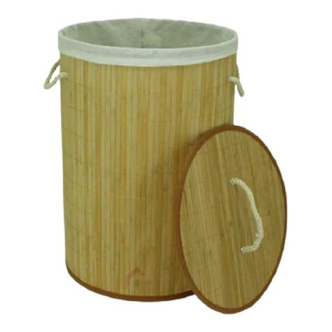 Cesto Bambu Forrado Roupas Sujas Banheiro Lavanderia Alças