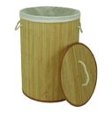 Ver imagem 1 de Cesto Bambu Forrado Roupas Sujas Banheiro Lavanderia Alças