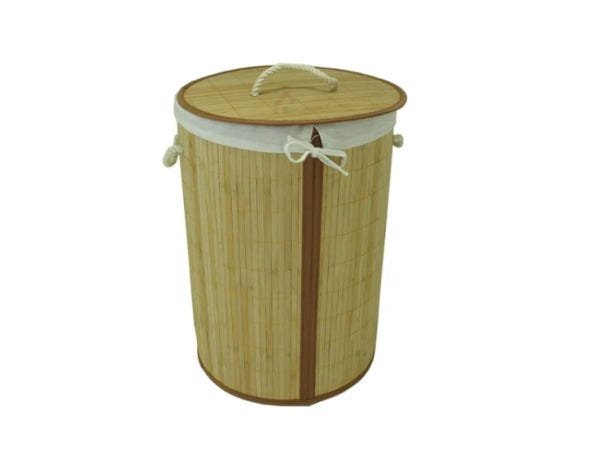 Cesto Bambu Forrado Roupas Sujas Banheiro Lavanderia Alças - 4