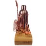 Coqueteleira Profissional Rose Gold com Acessórios em Aço Inox 750ml Kit Barman Base em Madeira - 7