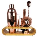 Ver imagem 1 de Coqueteleira Profissional Rose Gold com Acessórios em Aço Inox 750ml Kit Barman Base em Madeira