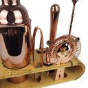 Ver imagem 4 de Coqueteleira Profissional Rose Gold com Acessórios em Aço Inox 750ml Kit Barman Base em Madeira