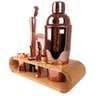 Coqueteleira Profissional Rose Gold com Acessórios em Aço Inox 750ml Kit Barman Base em Madeira - 8