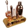 Coqueteleira Profissional Rose Gold com Acessórios em Aço Inox 750ml Kit Barman Base em Madeira - 5