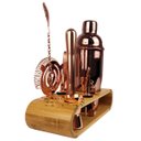 Ver imagem 3 de Coqueteleira Profissional Rose Gold com Acessórios em Aço Inox 750ml Kit Barman Base em Madeira