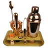 Coqueteleira Profissional Rose Gold com Acessórios em Aço Inox 750ml Kit Barman Base em Madeira - 6