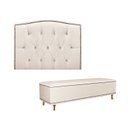 Ver imagem 1 de Kit Cabeceira Painel + Recamier Genova Suede Bege Dominic Decor