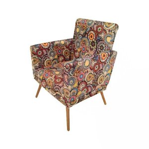 Poltronas Nina Suede Mosaico Com Pés Em Madeira - DS Estofados