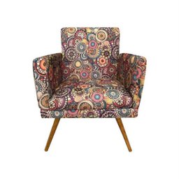 Poltronas Nina Suede Mosaico Com Pés Em Madeira - DS Estofados - 2