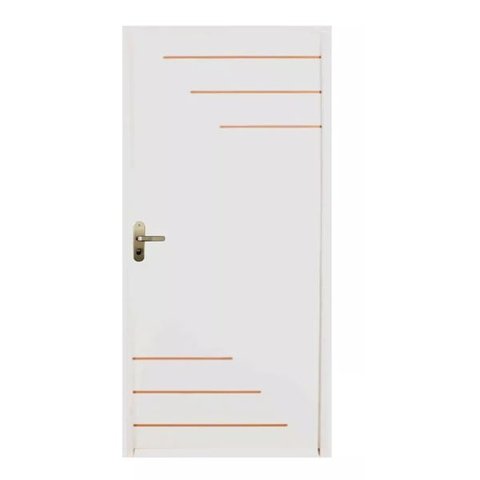 Kit Porta de Madeira Lado Direito 210x80cm Branco Allo Esquadrias