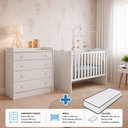 Ver imagem 7 de Kit Quarto de Bebê Doce Sonho com Berço para Mosquiteiro Cômoda com Trocador e Colchão D18 130x60 Mo