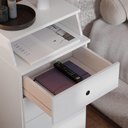 Ver imagem 3 de Conjunto de 2 Mesa de Cabeceira Luxo Ii New com 4 Gavetas Branco Branco