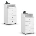 Ver imagem 1 de Conjunto de 2 Mesa de Cabeceira Luxo Ii New com 4 Gavetas Branco Branco