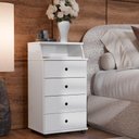 Ver imagem 4 de Conjunto de 2 Mesa de Cabeceira Luxo Ii New com 4 Gavetas Branco Branco