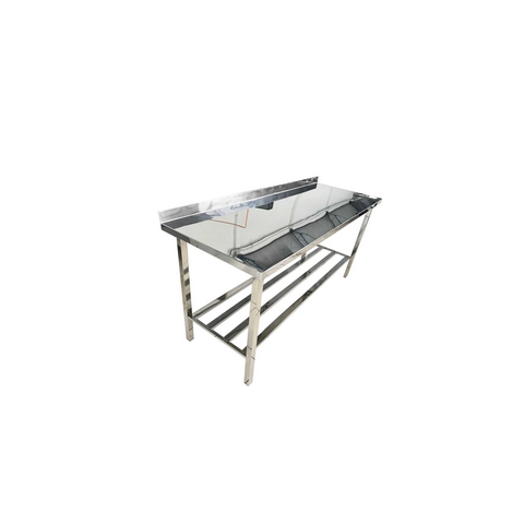 Mesa Bancada Industrial 100% Inox 140x65x90 com Espelho