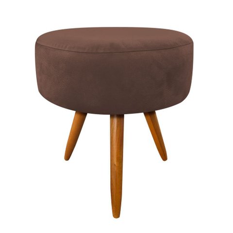 Puff Decorativo Redondo 40 cm Dóris Pé Palito Suede - Marrom