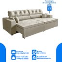 Ver imagem 3 de Sofá 5 Lugares SMART Retrátil, Reclinável, 3,02 Metros Tecnologia de Carregamento 3 portas USB Bege