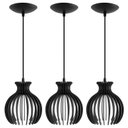 Ver imagem 1 de Luminária Pendente Madeira Nacar 18cm E27 Sala 3 Unidades:preto