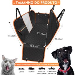 Capa Protetora Banco Traseiro Pet Cães Gatos Passagem Cinto - 2