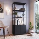 Ver imagem 1 de Estante Industrial Steel Wood 2 Portas Preto - Placa&ponto