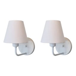 Kit 2 Arandelas Branca Cúpula Algodão Clássica Base Redonda Cabeceiras Quartos e 27 - 1