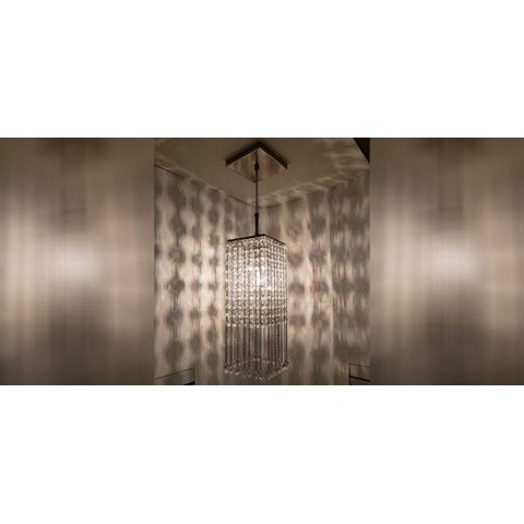 Lustre Pendente acabamento Prata cristais e correntes prata princesa