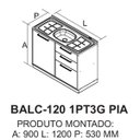 Ver imagem 2 de Balcão 1 Porta 3 Gavetas 120cm com Pia Inox e Dobradiças Slow Motion Essence - Itatiaia Fendi