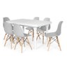 Conjunto Mesa de Jantar França 160x80cm Branca com 6 Cadeiras Charles Eames Eiffel Dkr Wood Design C - 1