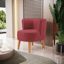 Ver imagem 1 de Cadeira Moderna Estofada para Recepção Clinica Tecido Veludo Macia Pés de Madeira Resistente