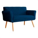 Ver imagem 1 de Namoradeira Decorativa Isabela Pés Palito Suede Azul Marinho Escuro - Ds Estofados