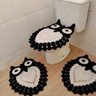 Tapete De Crochê Para Banheiro Coruja Criativa Cor: Preto - 1