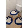 Tapete De Crochê Para Banheiro Coruja Criativa Cor: Azul Escuro - 5