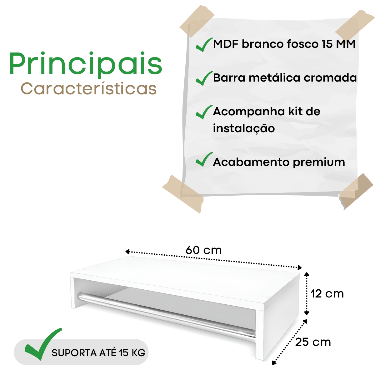 Cabideiro de Parede Suspenso Porta Roupas Cabides Loja Closet Quarto Infantil - 2