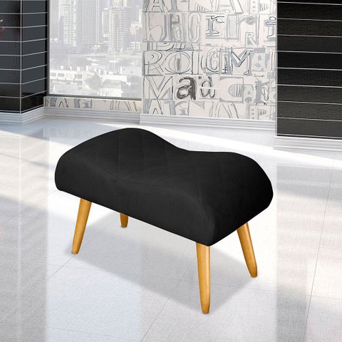 Banqueta Decorativa Josi Suede Preto - MV Estofados Shop