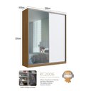 Ver imagem 3 de Guarda Roupa Solteiro com Espelho 2 Portas de Correr Rc2006 Emovell Freijó Natural e Branco 200x59,