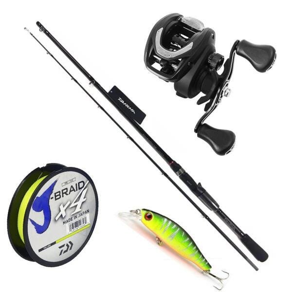 Kit Carretilha Daiwa Cc80 Vara Daiwa Sf 1,68M 25L Linha - 1
