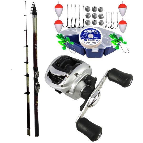 Kit Pescaria Leve 5 Kg Carretilha Arena Direita Vara - 1