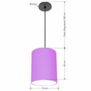 Ver imagem 2 de Lustre Luminária Pendente Vivare Free Lux Pe-4104pr Cúpula em Tecido 15x25cm Lilás Canopla Preta