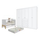 Ver imagem 1 de Berço Americano Mini Cama Fantasia Branco Acetinado – Qmovi  e guarda Roupa Casal Americano 6 Portas