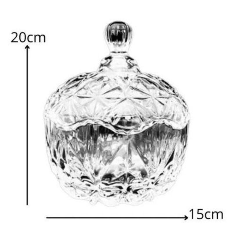 Potiche Bomboniere Decorativo em Vidro Cristal Royal Decor - 4