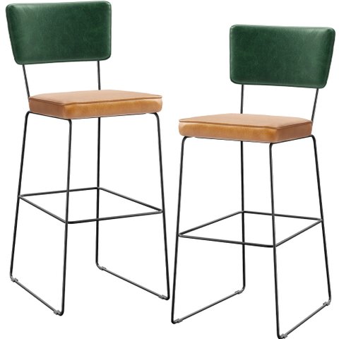 Kit 2 Banquetas Altas Cozinha Sala Jantar Allana L02 Facto Verde Musgo Couríssimo Whisky - Lyam