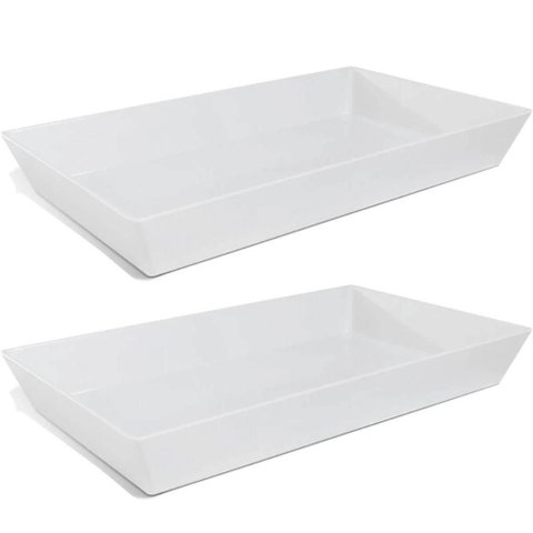Kit 2 Travessas Melamina 53x32cm Branca Restaurante Buffet Haus Concept