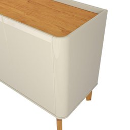 Buffet / Balcão Fl 1.60m 4 Portas Estilo Retrô Cor Off White / Cinamomo - 5