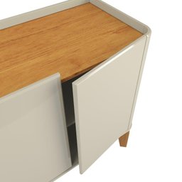 Buffet / Balcão Fl 1.60m 4 Portas Estilo Retrô Cor Off White / Cinamomo - 2