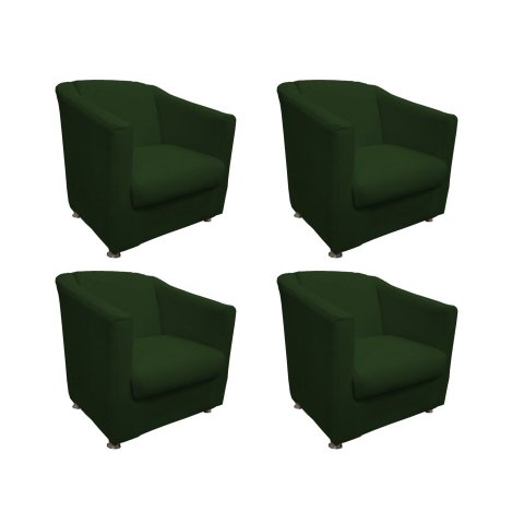 Kit 4 Poltronas Decorativa Biane Suede Verde Pés Cromado Mz Decor