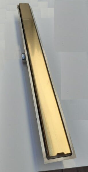 Ralo Linear Inox Tampa Ouro Polido 3,5x7x80cm com 01 Saída Central - 1