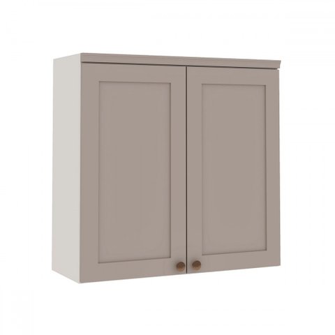 Armário Aéreo Cozinha 80cm Iluminata 100% Mdf 2 Portas Branco/fendi - Genialflex