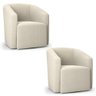 Kit 2 Poltronas Stella Max Bouclê Bege Base Giratória - D'rossi - 1